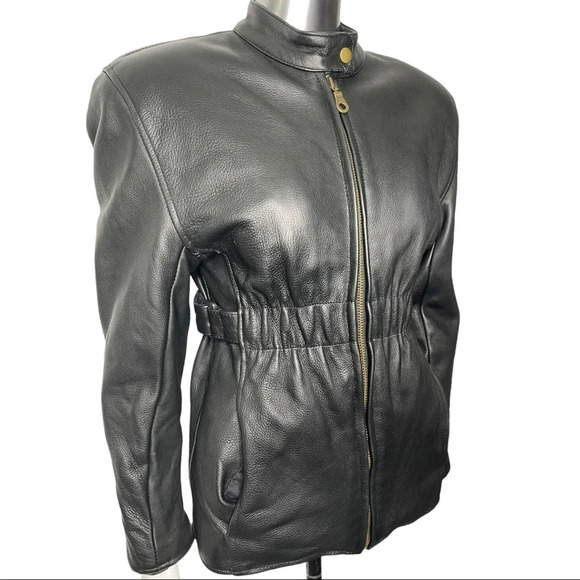 Boutique Of Leathers Leather  Motorcycle Jacket Black Zip Out Lining Size Small - Picture 6 of 12